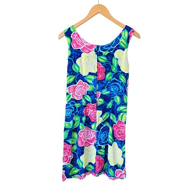 JAMS WORLD Vintage 80s 90s Bright Floral Rose Print Dress Sleeveless - Picture 7 of 9